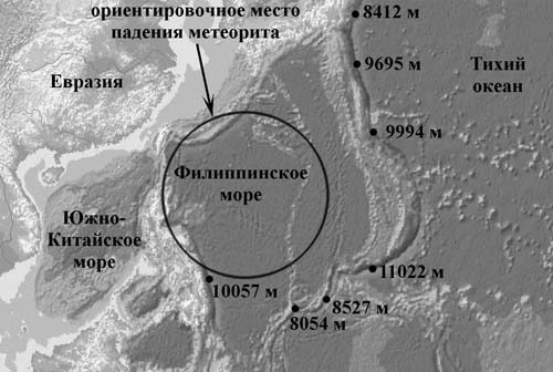 Физическая карта Филиппинского моря.